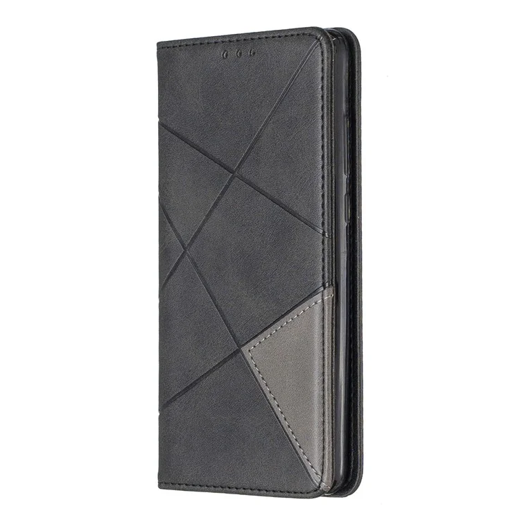 Geometric Pattern Leather Stand Phone Case with Card Holder for Huawei P30 - Black