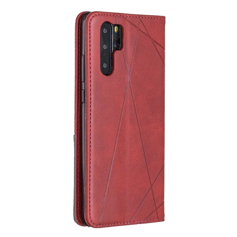 Geometric Pattern Leather Stand Phone Case with Card Holder for Huawei P30 Pro - Red