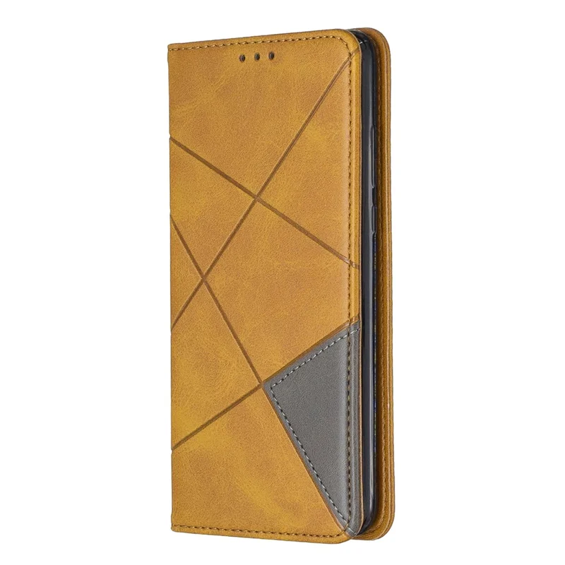 Geometric Pattern Leather Stand Phone Case with Card Holder for Huawei P30 Lite - Yellow