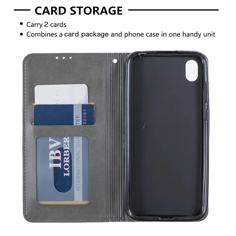 Geometric Pattern Leather Card Holder Case for Huawei Y5 (2019) / Honor 8S - Grey