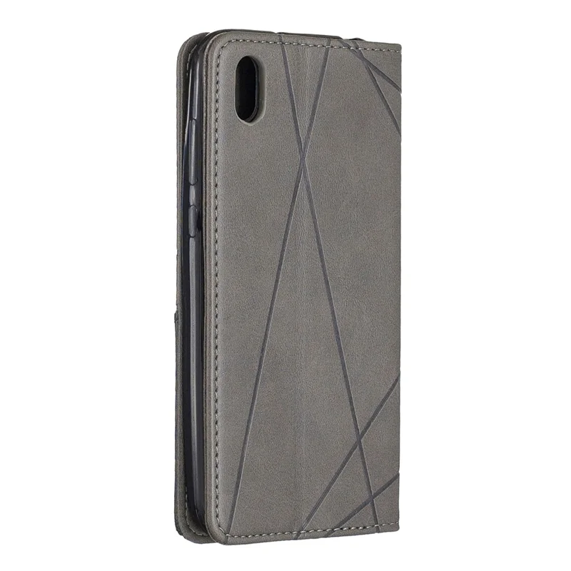 Geometric Pattern Leather Card Holder Case for Huawei Y5 (2019) / Honor 8S - Grey