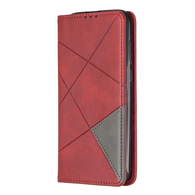 Geometric Pattern Leather Card Holder Case for Huawei Y5 (2019) / Honor 8S - Red