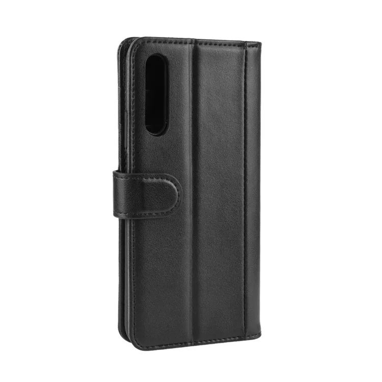 For Huawei Honor 9X (For China) / 9X Pro Phone Cases Genuine Split Leather Wallet Mobile Cover Stand - Black