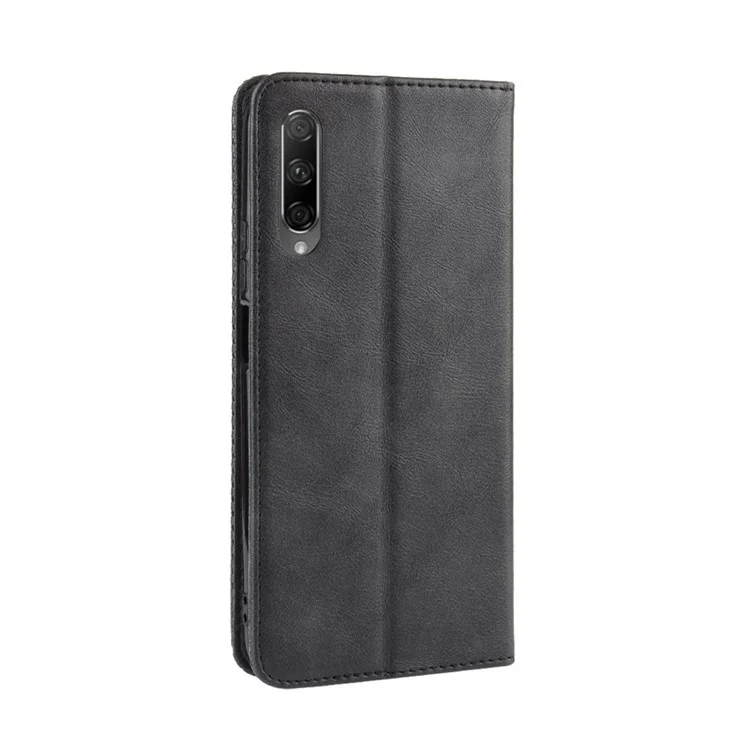 Vintage Style Leather Wallet Phone Shell for Huawei Honor 9X (For China)/9X Pro - Black