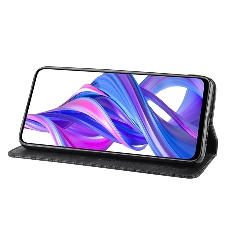 Винтажный кожаный бумажник-чехол для Huawei Honor 9X (для Китая)/9X Pro - черный