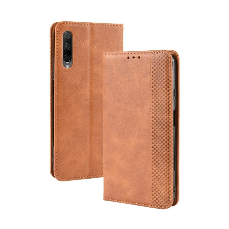 Vintage Style Leder-Brieftaschen-Handyhülle für Huawei Honor 9X (Für China)/9X Pro - Braun