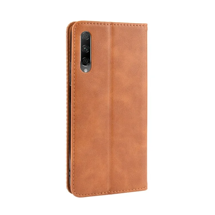 Casca de Telefone de Couro de Estilo Vintage Para Huawei Honor 9x (para a China)/9x Pro - Castanho