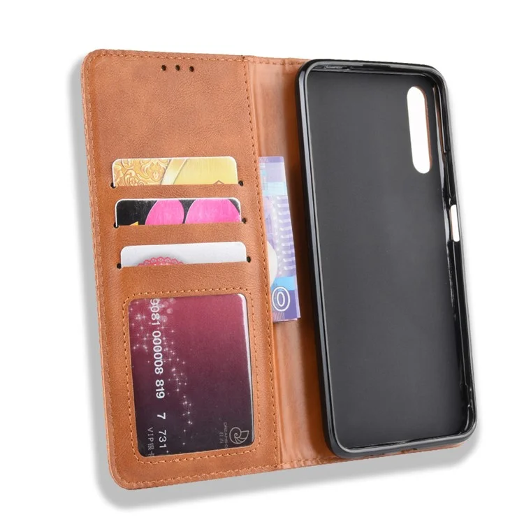 Vintage Style Leder-Brieftaschen-Handyhülle für Huawei Honor 9X (Für China)/9X Pro - Braun