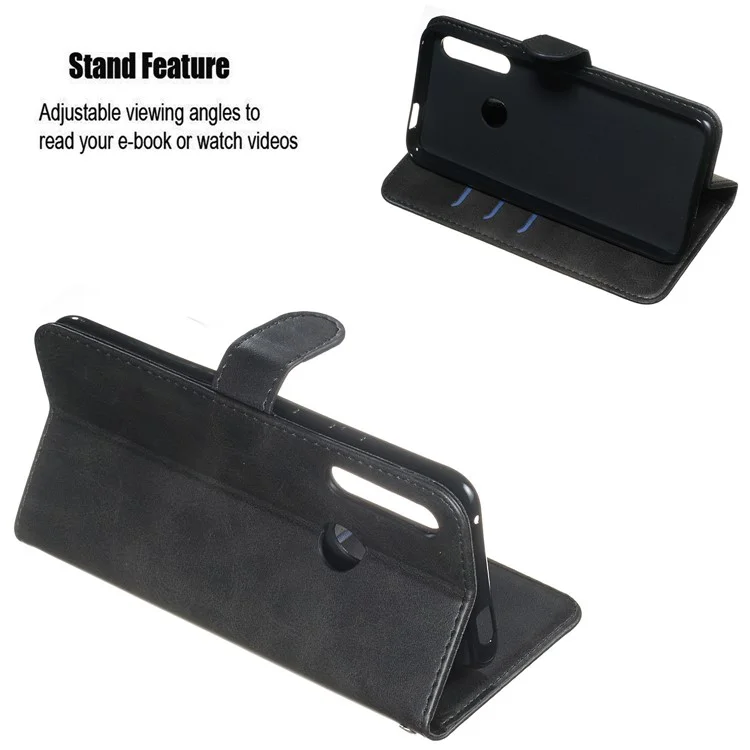 Carteira de Couro com Zíper e Bolso para Huawei Honor 9X (Global)/ P Smart Z/Y9 Prime/ Enjoy 10 Plus - Preto
