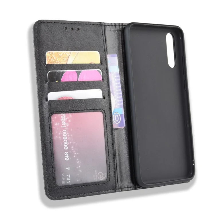 Retro PU Leather Willet Stand Telep Cube de Cubierta Para Huawei P20 - Negro