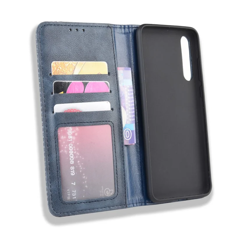 Retro Leder Brieftasche Telefon Shell Hülle Für Huawei P20 Pro - Blau