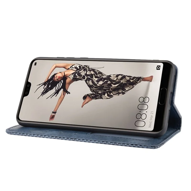 Retro Leder Brieftasche Telefon Shell Hülle Für Huawei P20 Pro - Blau