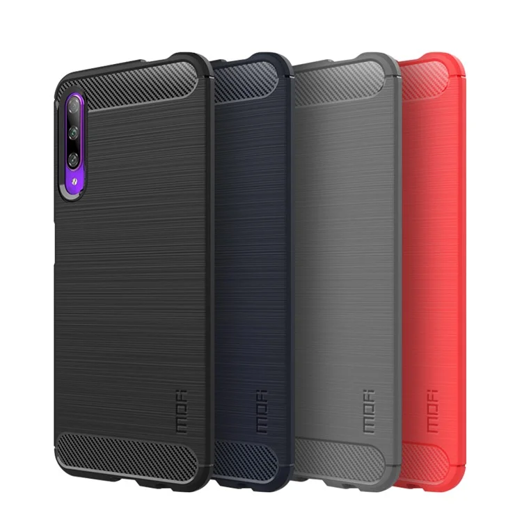 Mofi Carbon Fiber Skin Cepillada de TPU Back Caída Para Huawei Y9s/honor 9x Pro (China)/Honor 9x (para China)/P Smart Pro (2019) - Negro