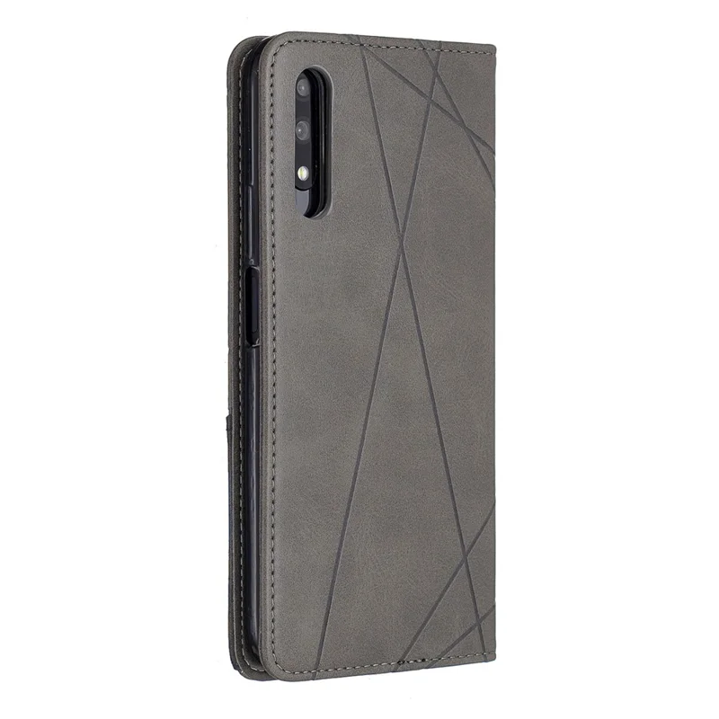 Geometric Pattern Leather Card Holder Case for Huawei Honor 9X (For China) / 9X Pro - Grey