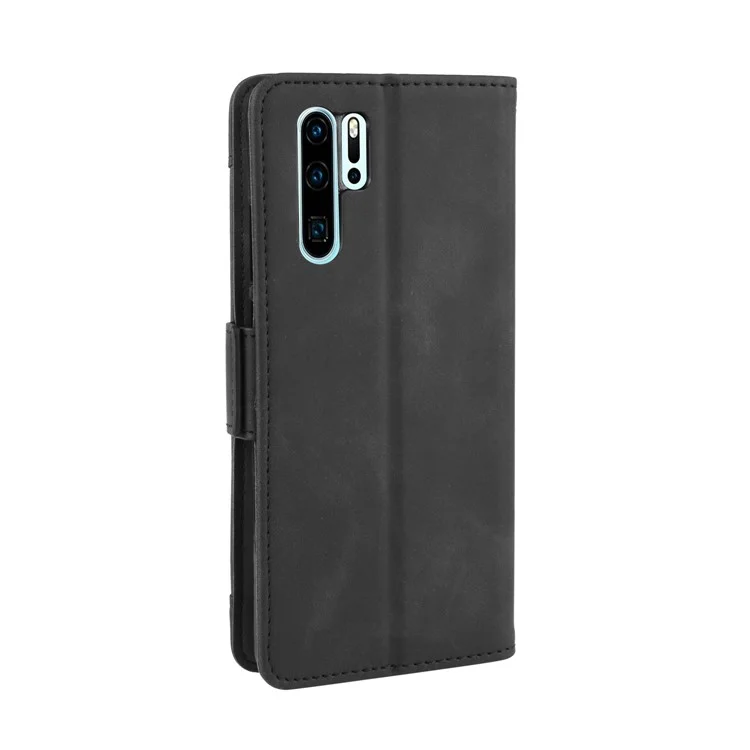 Capa de Teleférico de Couro Com Slots de Cartão Para Huawei P30 Pro - Preto