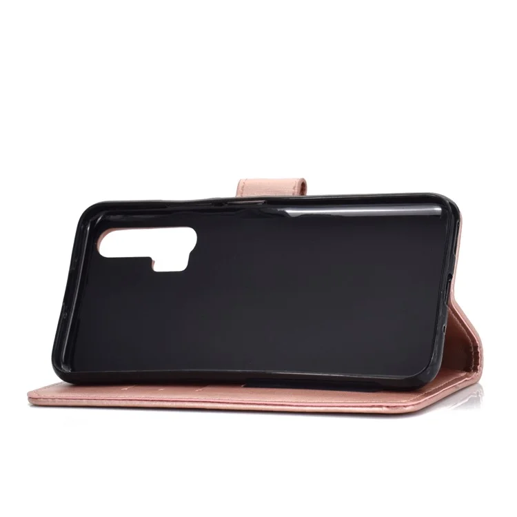 Impressão Mandola Flor Stand Wallet Couro de Couro Para a Huawei Honor 20 Pro - Rosa Ouro