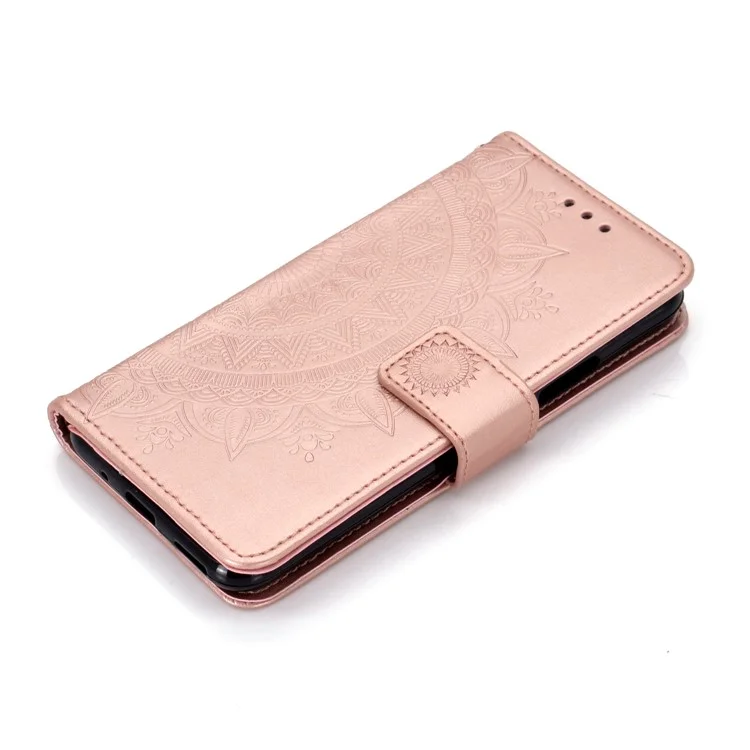 Impresión Mandala Flower Stand Billet Case de Cuero Para Huawei Honor 20 Pro - Oro Rosa