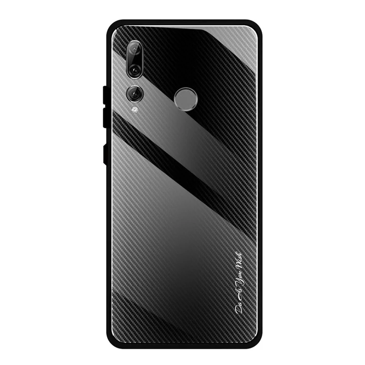 Texture Gradient Tempered Glass Back Phone Cover for Huawei P Smart Plus 2019/Enjoy 9s - Black