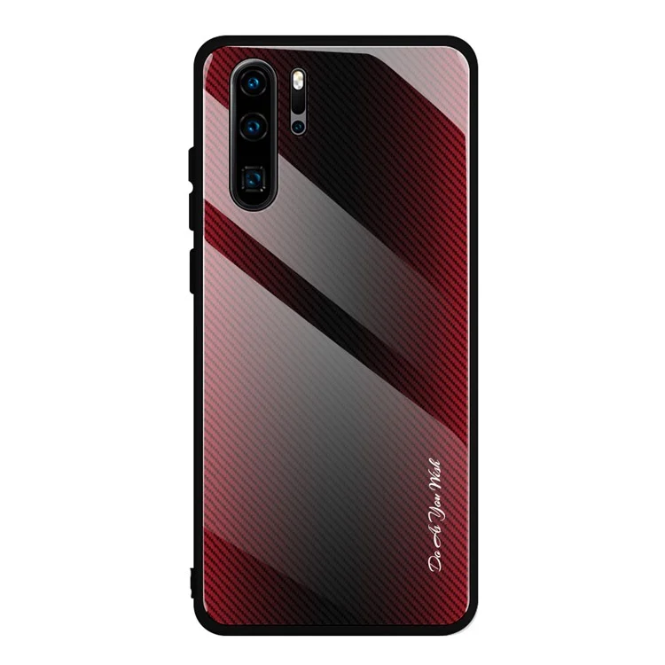 Capa De Telefone De Vidro Temperado Gradiente Para Huawei P30 Pro - Vermelho Preto