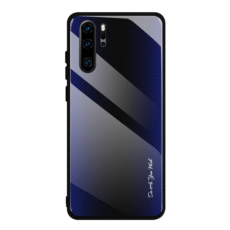 Gradient Tempered Glass Back Phone Cover for Huawei P30 Pro - Dark Blue/Black