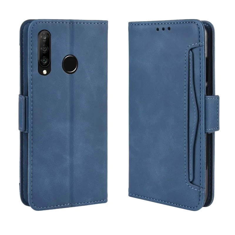 PU Leather Stand Wallet Phone Casing Protection Cover for Huawei P30 Lite/New Edition/nova 4e / Honor 20s Global Edition - Blue