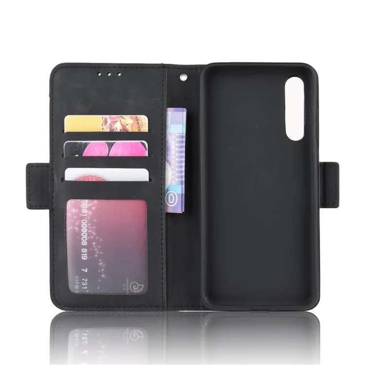 Capa de Telefone da Carteira de Couro Com Slots de Várias Cartas Shell Para Huawei P20 Pro - Preto