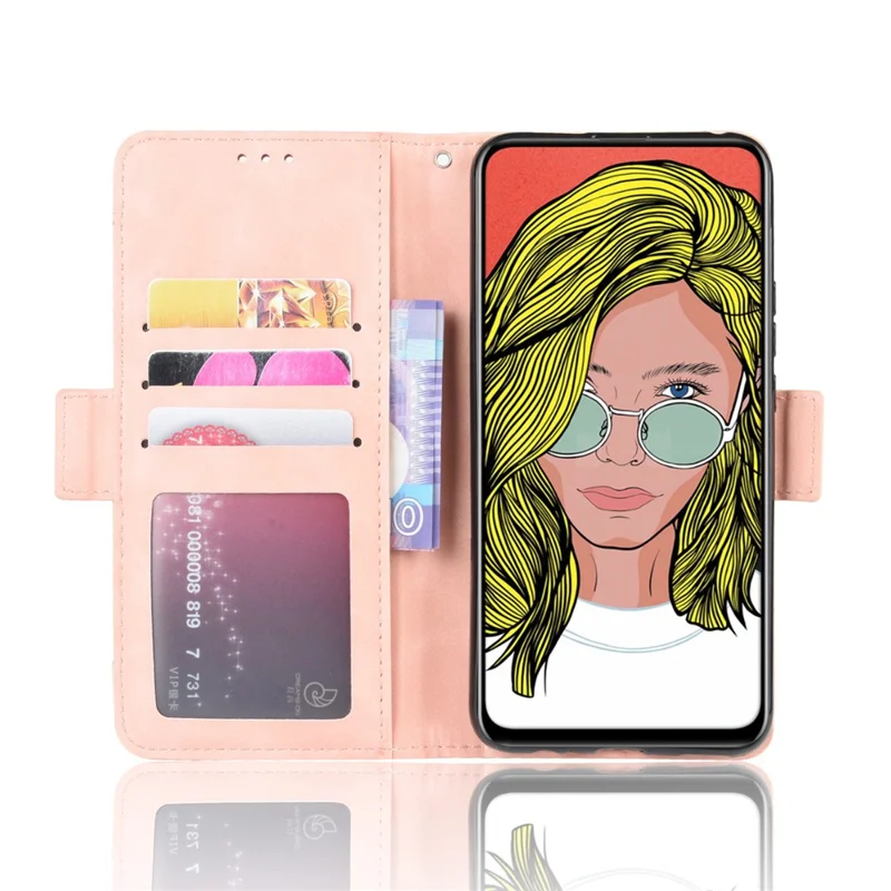 Multiple Card Slots PU Leather Cell Casing Cover for Huawei Honor 9X (Global)/ P Smart Z / Y9 Prime 2019 / Enjoy 10 Plus - Pink