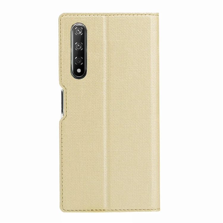 VILI DMX Cross Texture Leather Stand Case with Card Slot for Huawei Honor 9X (For China) / 9X Pro - Gold