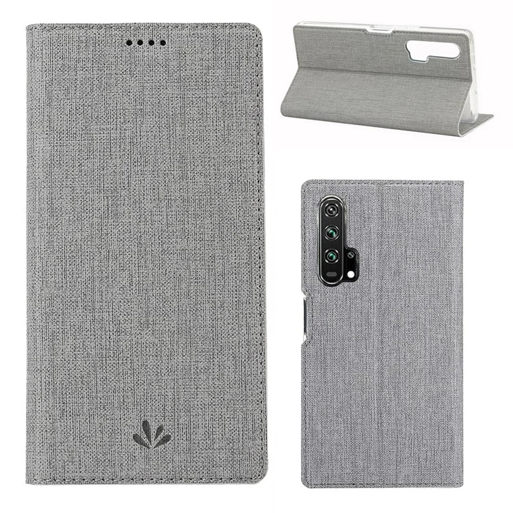 Étui en cuir texturé croisé VILI DMX avec fente pour carte pour Huawei Honor 20 Pro - Gris
