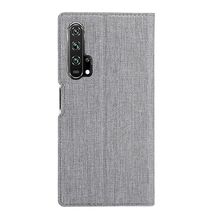 Étui en cuir texturé croisé VILI DMX avec fente pour carte pour Huawei Honor 20 Pro - Gris
