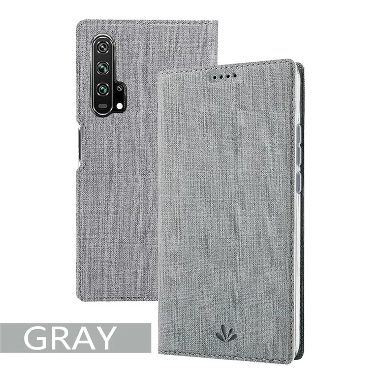 Étui en cuir texturé croisé VILI DMX avec fente pour carte pour Huawei Honor 20 Pro - Gris