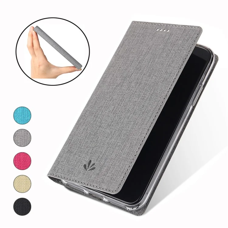 Étui en cuir texturé croisé VILI DMX avec fente pour carte pour Huawei Honor 20 Pro - Gris