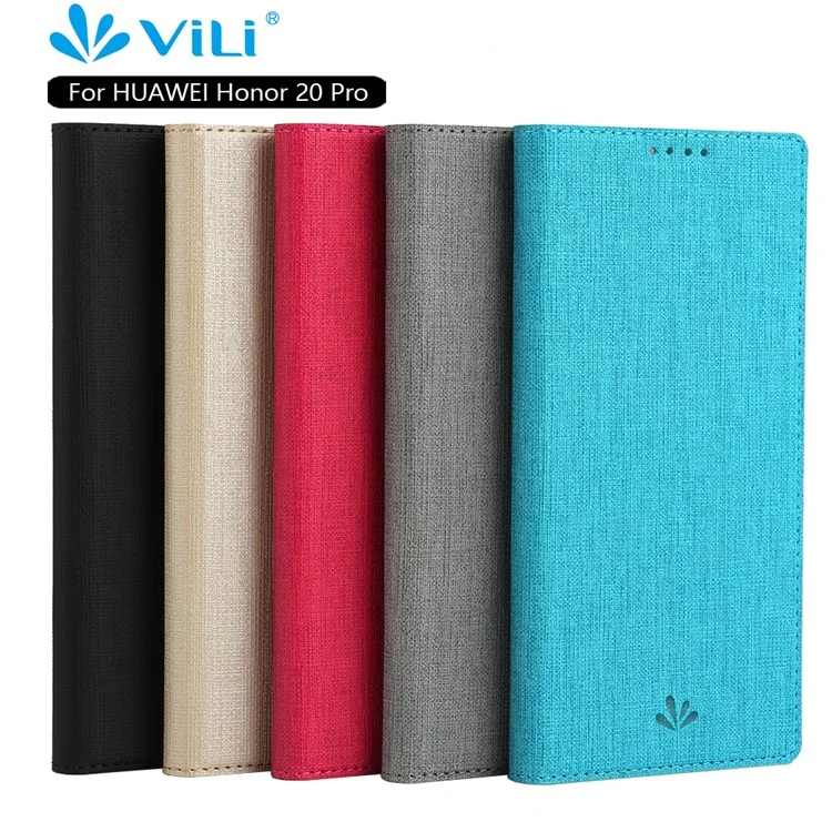 Étui en cuir texturé croisé VILI DMX avec fente pour carte pour Huawei Honor 20 Pro - Gris