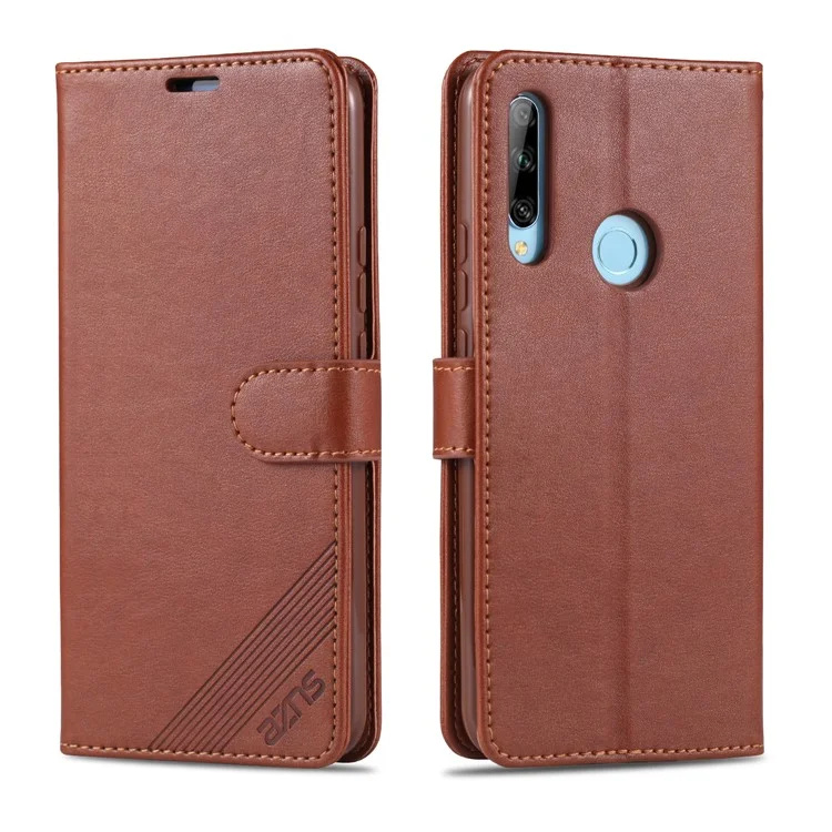 Carteira de Couro PU AZNS para Huawei Honor 9X (Global)/ P Smart Z/Y9 Prime 2019 - Marrom