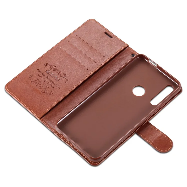 Carteira de Couro PU AZNS para Huawei Honor 9X (Global)/ P Smart Z/Y9 Prime 2019 - Marrom