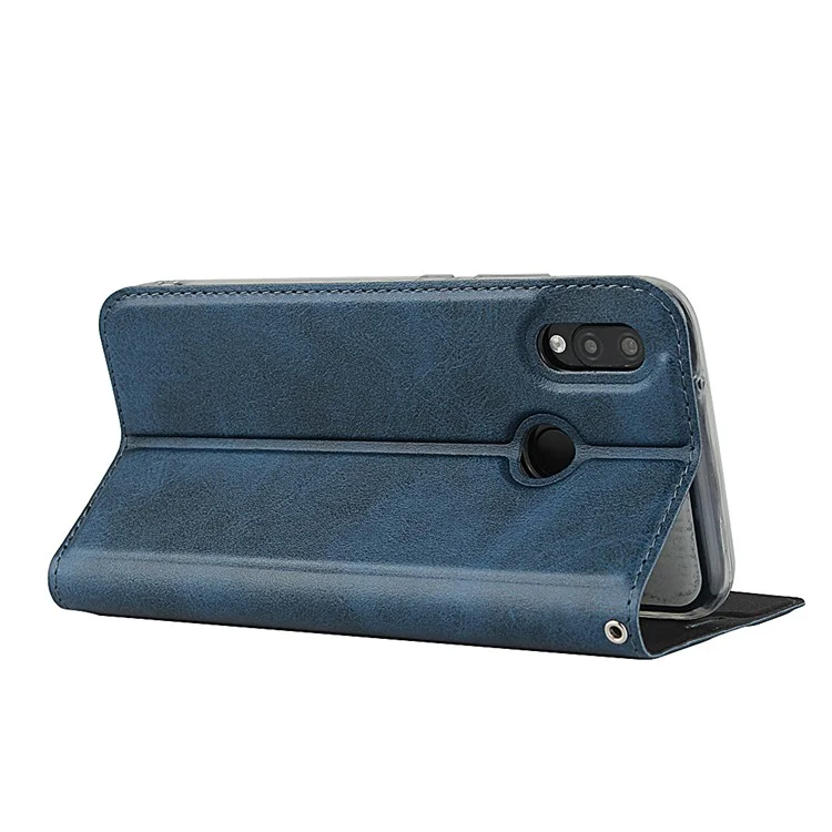 TPU+PU Leather Phone Stand Shell with Lanyard for Huawei P20 Lite (2018)/Nova 3e - Blue