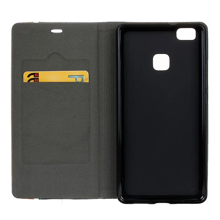 Contrast Color Leather Card Slot Case for Huawei P9 Lite/G9 Lite - Black