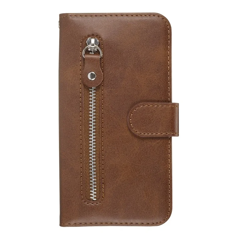 Soporte de Billetera de Bolsillo Con Cremallera Flip Cuero Cover Para Huawei Honor 9x Pro/Honor 9x (para China) - Marrón