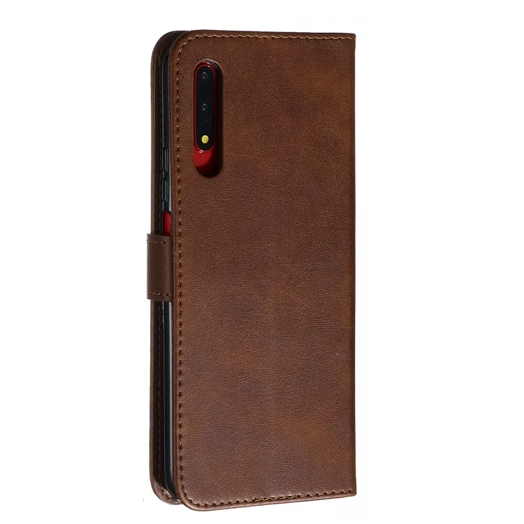 Soporte de Billetera de Bolsillo Con Cremallera Flip Cuero Cover Para Huawei Honor 9x Pro/Honor 9x (para China) - Marrón
