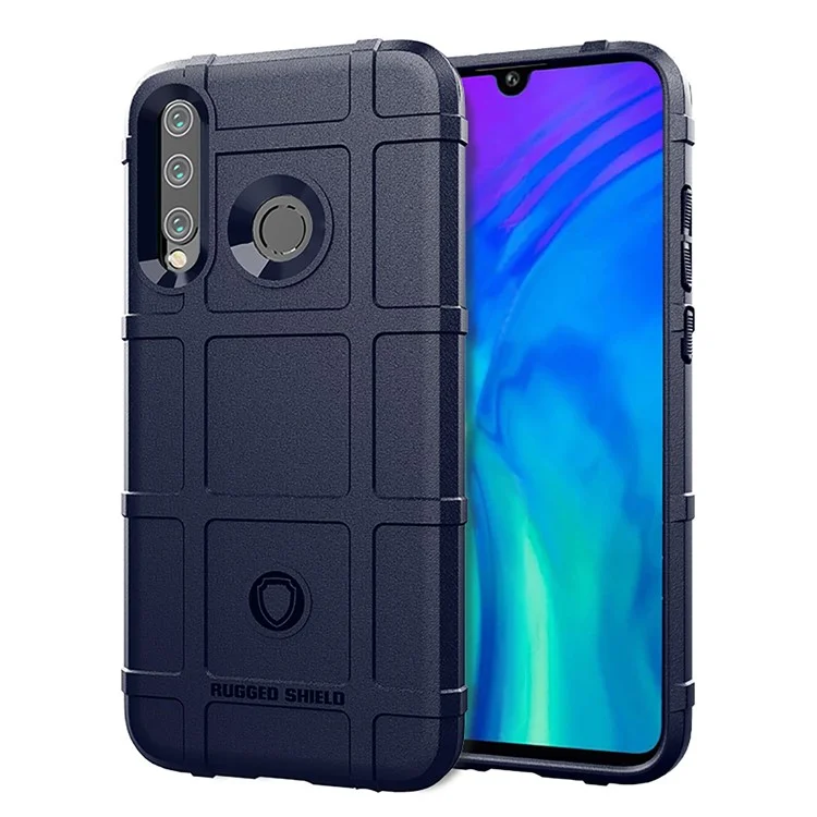 Shock-proof Rugged Square Grid Texture TPU Case for Huawei Honor 20 Lite - Blue