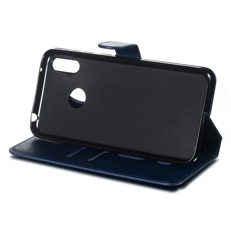 Klassieke Wallet Leren Standaard Telefoonbeschermhoes voor Huawei Y7 (2019) / Enjoy 9 / Y7 Pro (2019) - Blauw