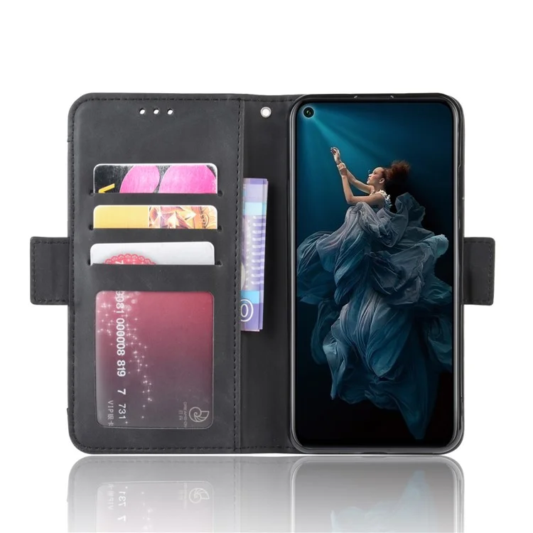 Funda de cuero con múltiples ranuras para tarjetas para Huawei Honor 20/Honor 20S/nova 5T - Negro