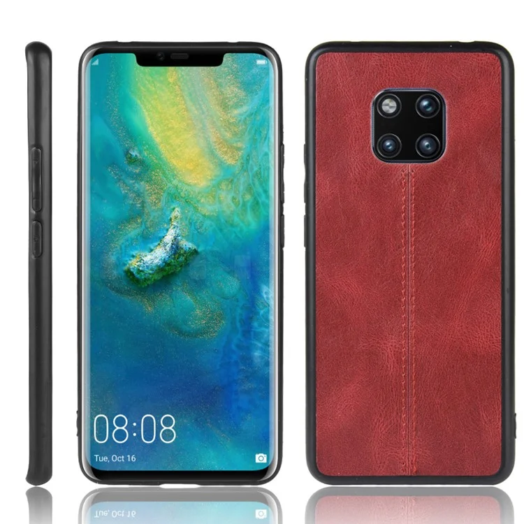 Funda Híbrida de PC Recubierta de Cuero + TPU para Huawei Mate 20 Pro - Rojo