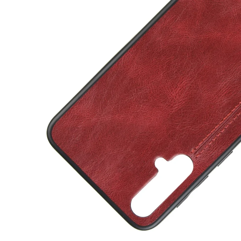 Leather Coated PC + TPU Hybrid Phone Case for Huawei Nova 5 Pro / Nova 5 - Red