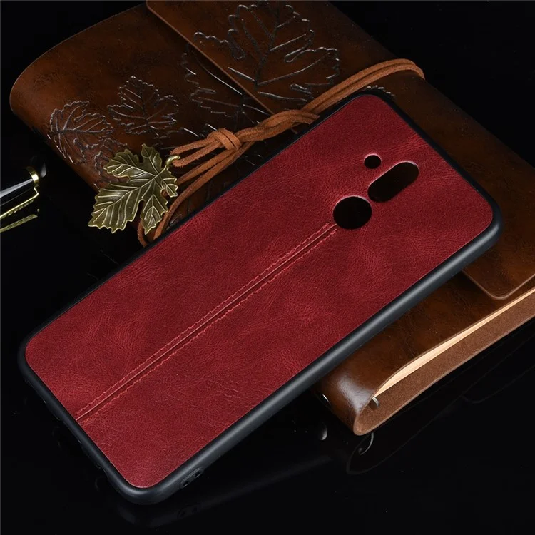 PU Leather Coated PC + TPU Cell Phone Shell for Huawei Mate 20 Lite/Maimang 7 - Red