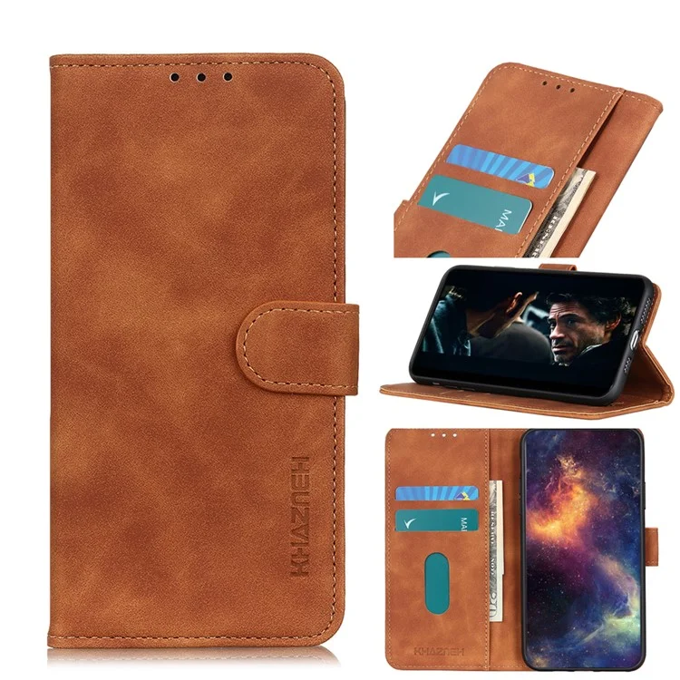 Case de Portefeuille en Cuir de Style Vintage Khazneh Pour Huawei P30 Lite Nouvelle Édition / P30 Lite / Nova 4e - Brun