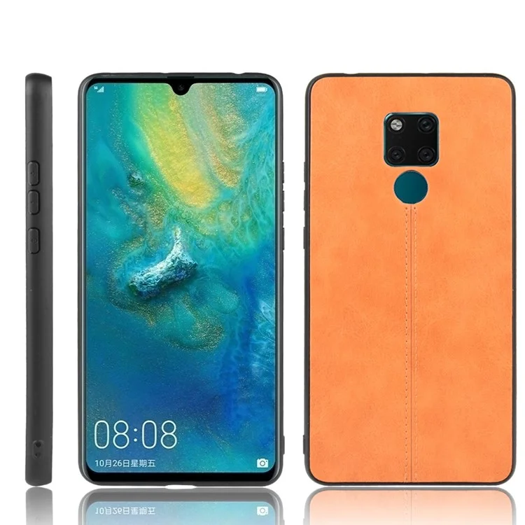 PC + TPU + PU Couro de Couro Casagem Para Huawei Mate 20 X - Amarelo