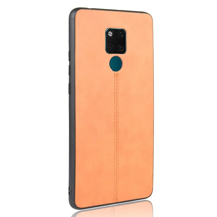 PC + TPU + PU Couro de Couro Casagem Para Huawei Mate 20 X - Amarelo