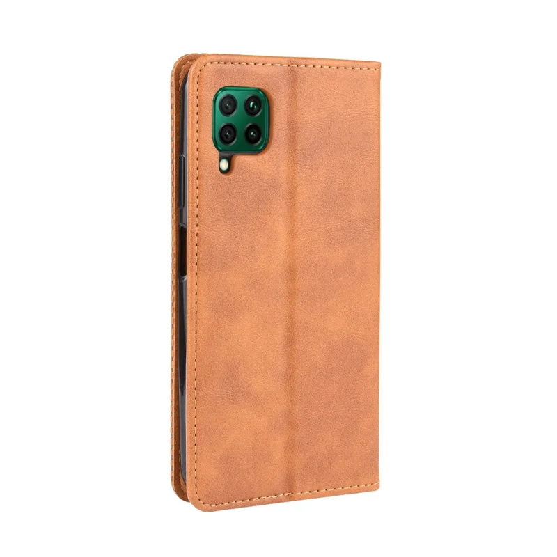 Vintage Style Leather Wallet Stand Case for Huawei P40 lite/nova 7i/nova 6 SE - Brown