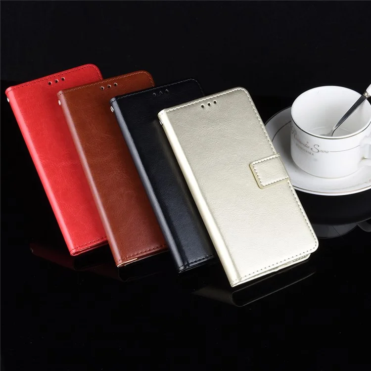 Crazy Horse Leather Wallet Case for Huawei P40 lite/nova 7i/nova 6 SE - Black